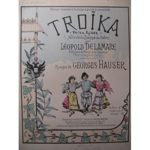HAUSER Georges Troïka Piano Danse ca1895