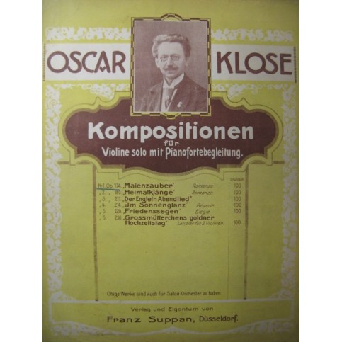 KLOSE Oscar Maienzauber Piano Violon 1921