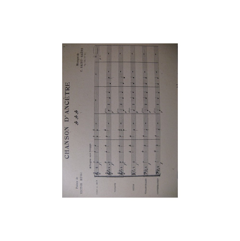 SAINT-SAËNS Camille Chanson d'Ancetre Chant Orchestre ca1902