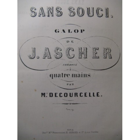 ASCHER Joseph Sans Souci Piano 4 mains XIXe