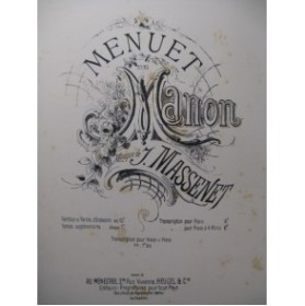 MASSENET Jules Manon Menuet Orchestre 1893