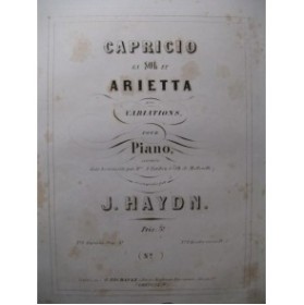 HAYDN Joseph Arietta avec Variations Piano ca1847