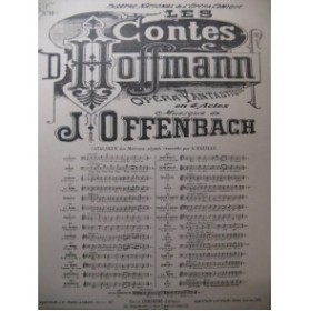 OFFENBACH J. Les Contes d'Hoffmann No 12 bis Chant Piano
