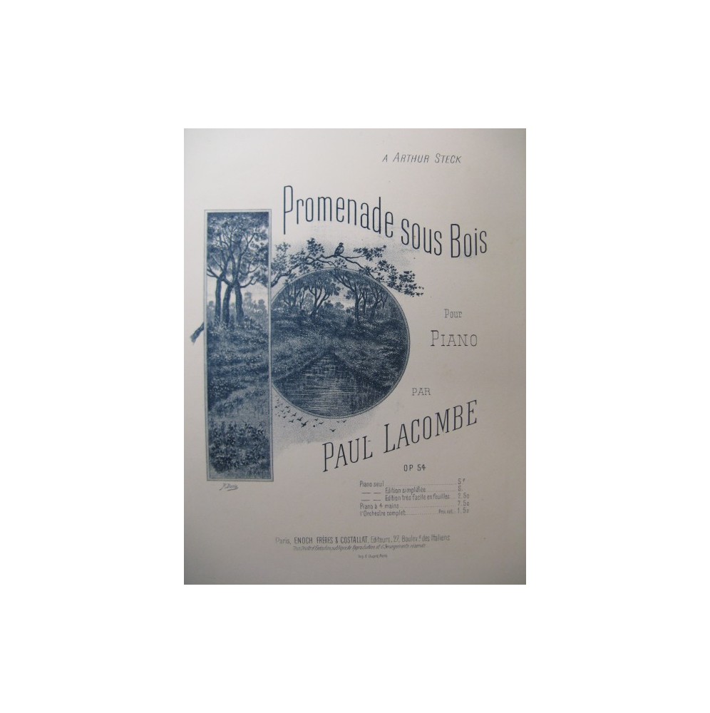 LACOMBE Paul Promenade sous Bois Piano 4 mains 1893