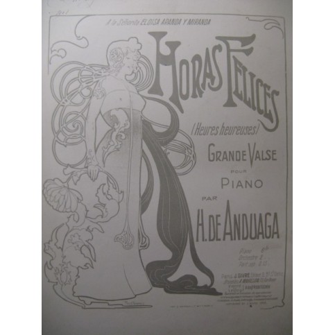 DE ANDUAGA H. Horas Felices Pousthomis Piano 1901