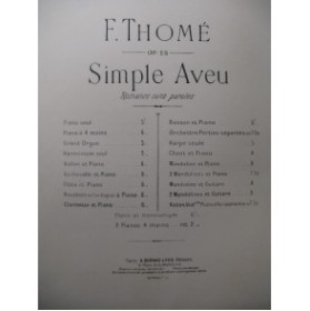 THOMÉ Francis Simple Aveu Violon Piano XIXe