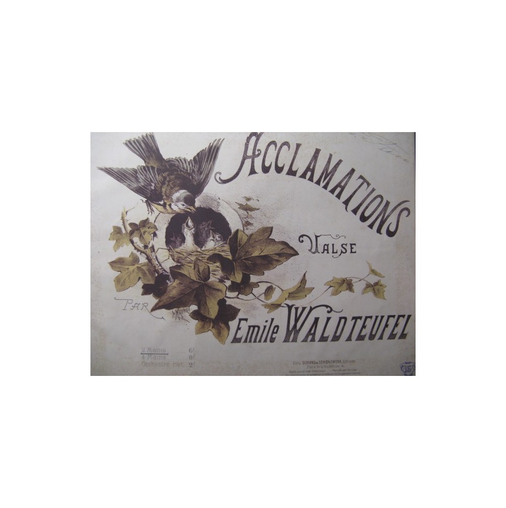 WALDTEUFEL Emile Acclamations Piano 1887