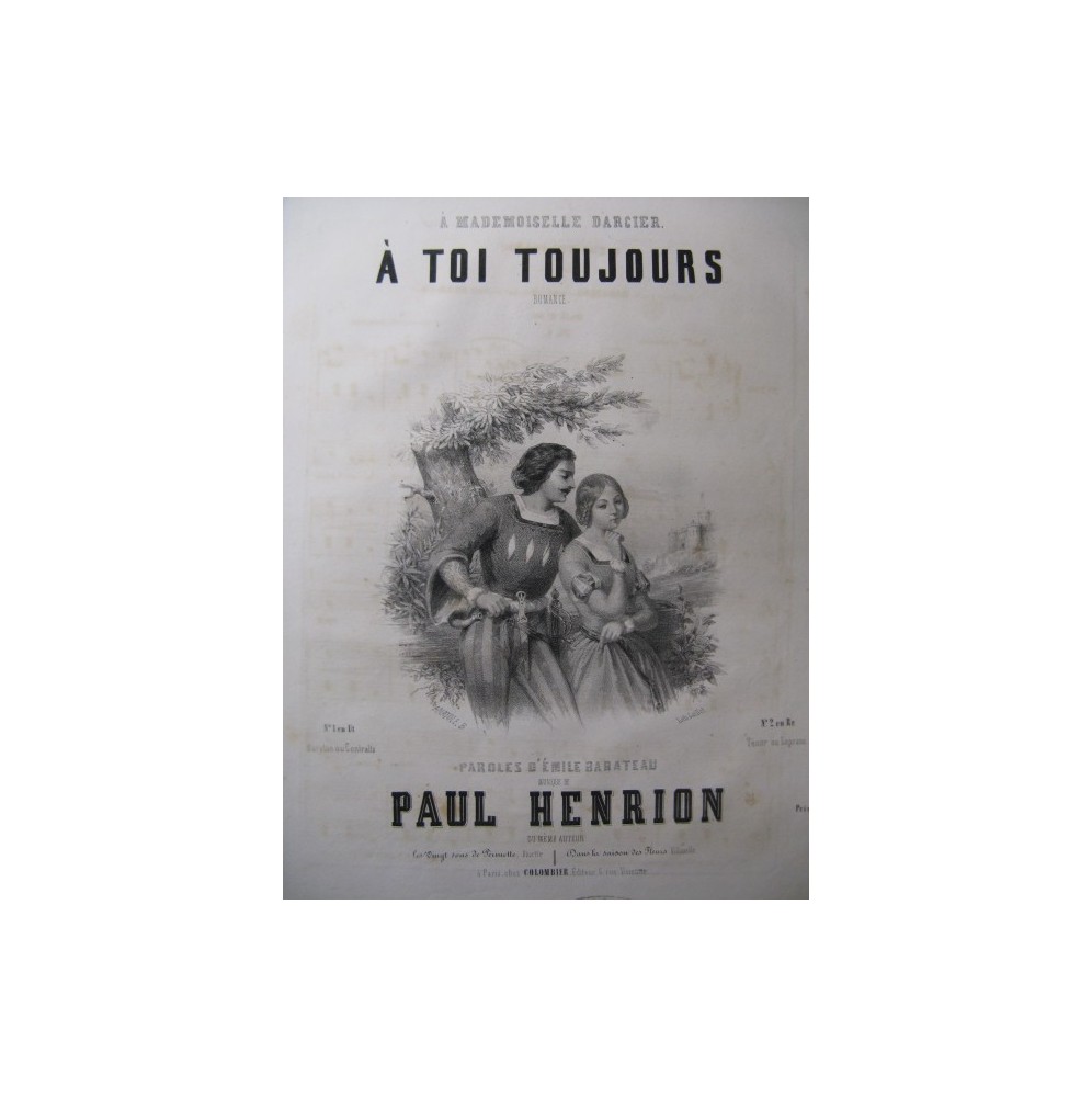 HENRION Paul A toi toujours Piano Chant ca1850