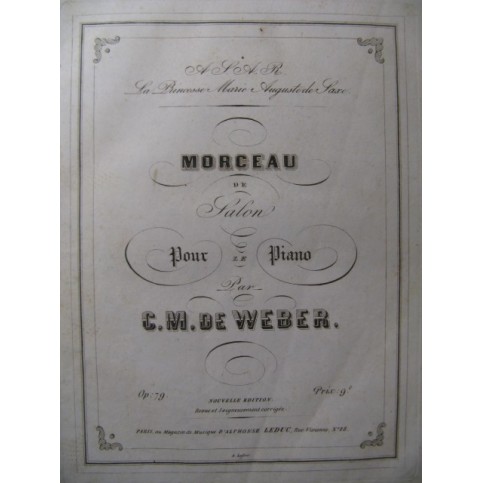 WEBER Morceau de Concert op 79 Piano ca1850