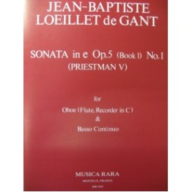 LOEILLET DE GANT J. B. Sonata in E op 5 Piano Hautbois 1980