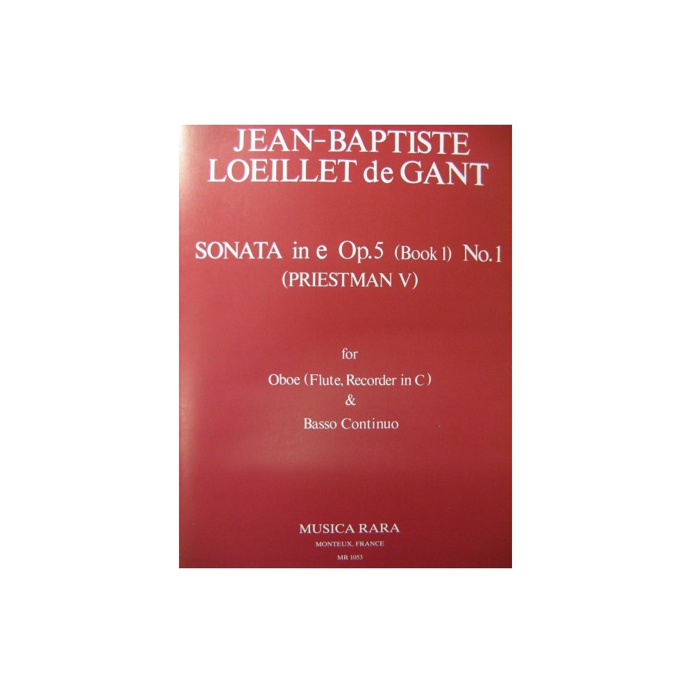 LOEILLET DE GANT J. B. Sonata in E op 5 Piano Hautbois 1980