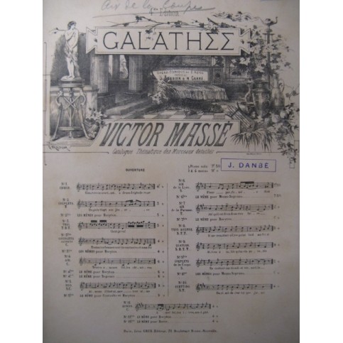 MASSÉ Victor Galathée Air de la Coupe Chant Orchestre ca1860