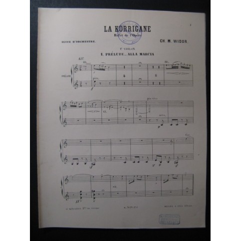 WIDOR Ch. M. LA Korrigane Suite Orchestre 1891