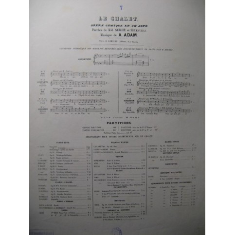 ADAM Adolphe Le Chalet No 7 Chant Piano XIXe