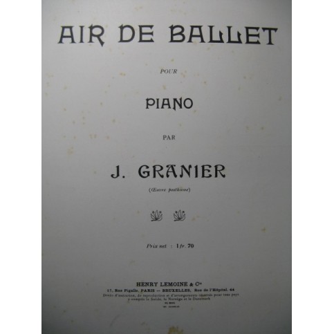 GRANIER Jules Air de Ballet Piano ca1905