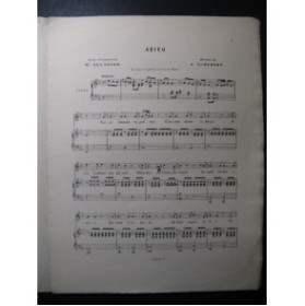 SCHUBERT Franz Adieu Chant Piano XIXe