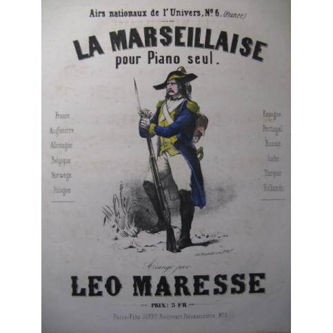MARESSE Léo La Marseillaise Piano XIXe