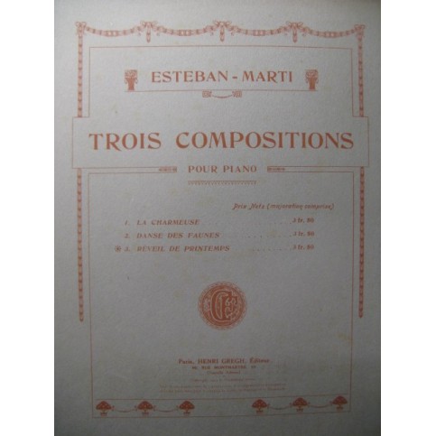 ESTEBAN-MARTI Réveil de Printemps Piano 1914