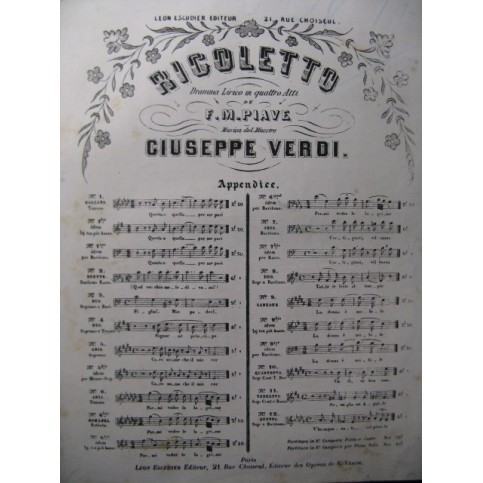 VERDI Giuseppe Rigoletto No 1 Ballade ca1880