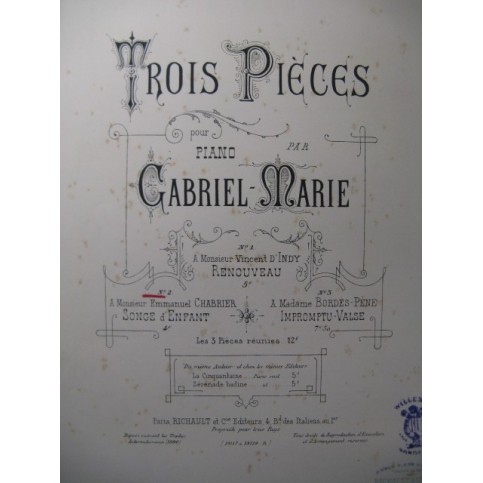GABRIEL MARIE Songe d'Enfant Piano XIXe
