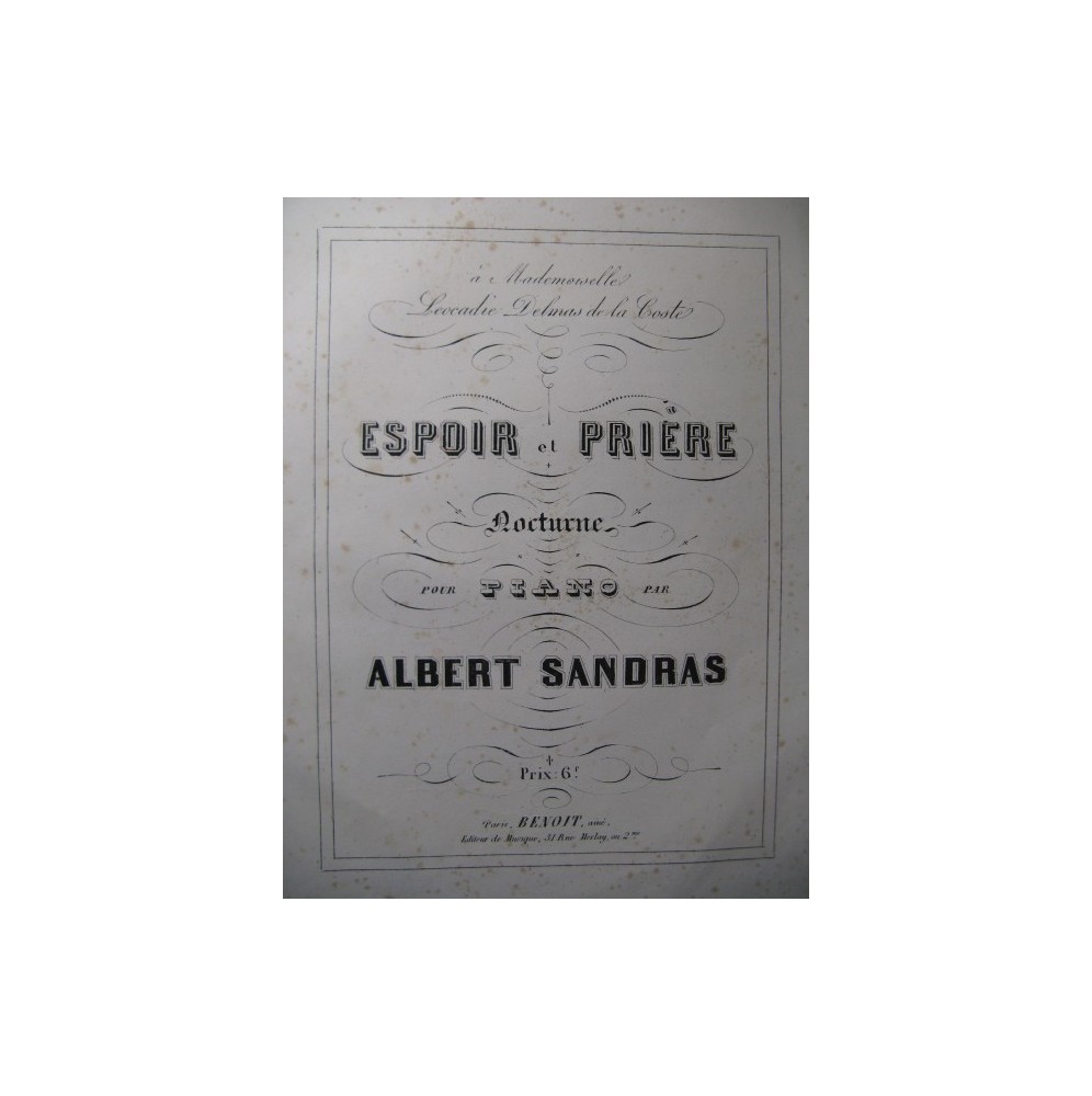 SANDRAS Albert Espoir et Prière Piano XIXe