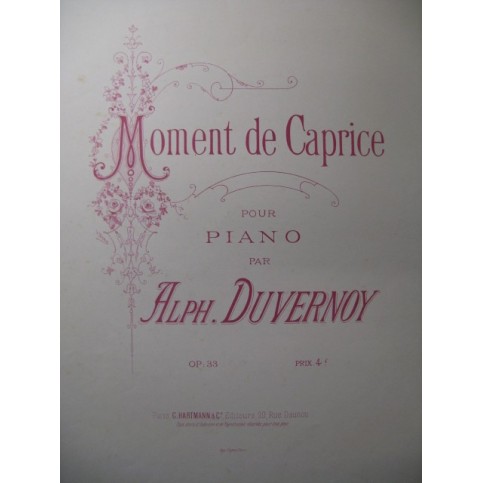 DUVERNOY Alphonse Moment de Caprice Piano XIXe