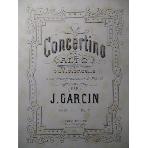 GARCIN Jules Concertino Piano Alto 1878