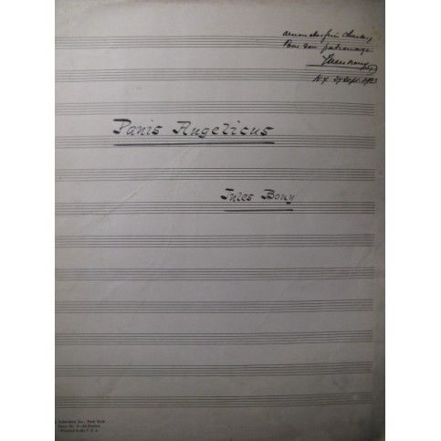 BOUY Jules Panis Angelicus Manuscrit Dédicacé Chant Orgue 1923