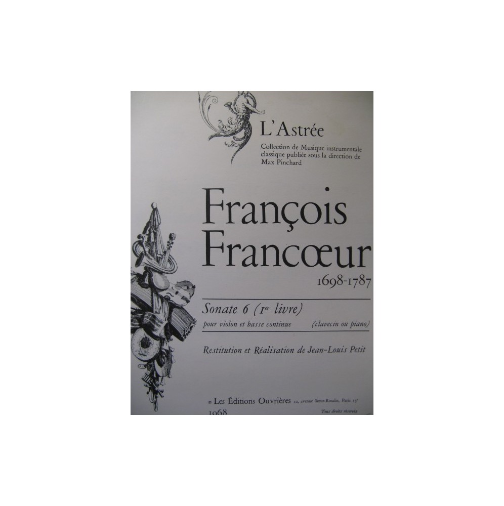 FRANCOEUR François Sonate 6 Piano ou Clavecin Violon 1968