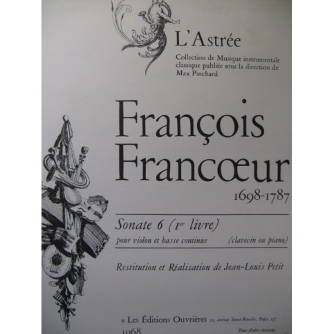 FRANCOEUR François Sonate 6 Piano ou Clavecin Violon 1968