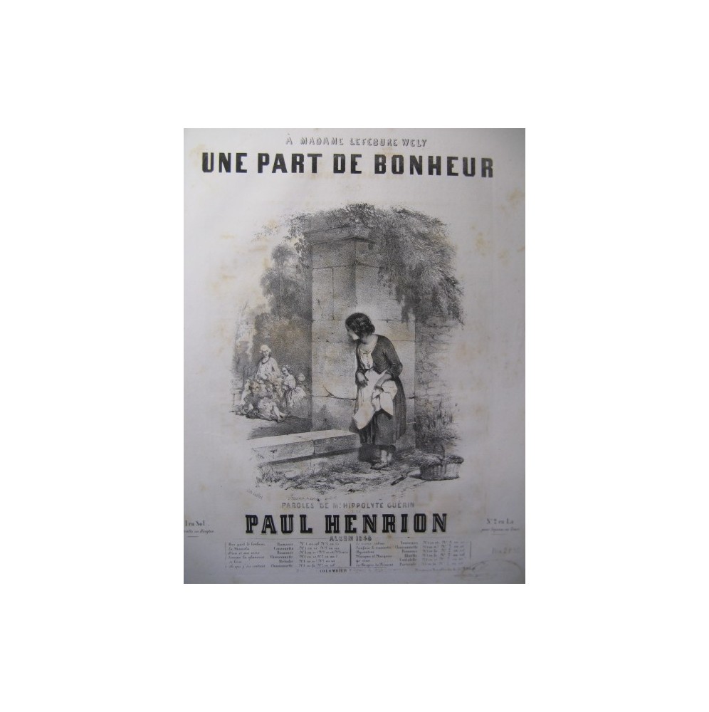 HENRION Paul Une Part de Bonheur Chant Piano 1848