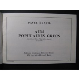 KLAPIL Pavel Airs Populaires Grecs 1 ou 2 Flutes à bec et Guitare