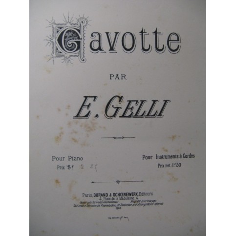 GELLI. E Gavotte Piano XIXe