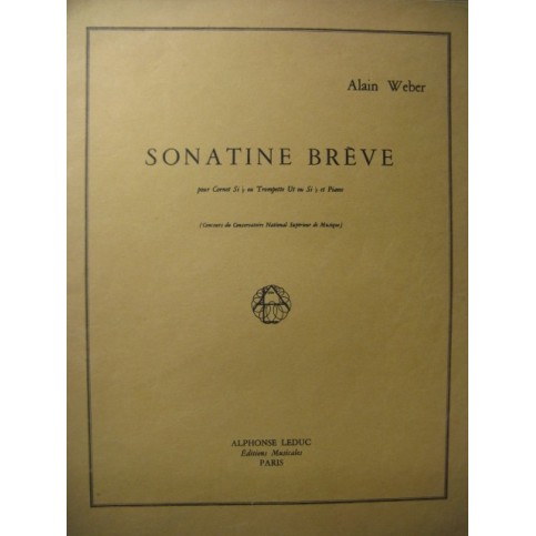 WEBER Alain Sonatine Brève Piano Cornet ou Trompette 1958