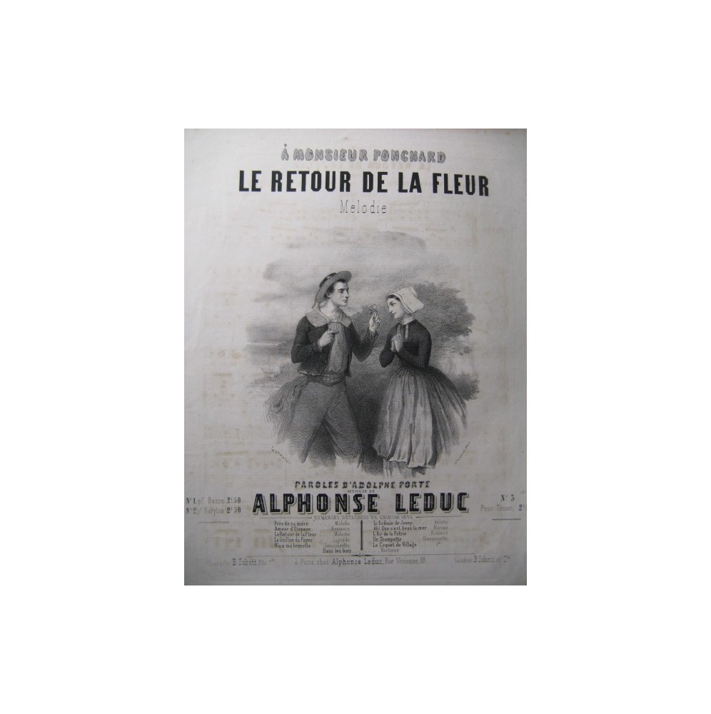 LEDUC Alphonse Le Retour de la Fleur Chant Piano ca1850
