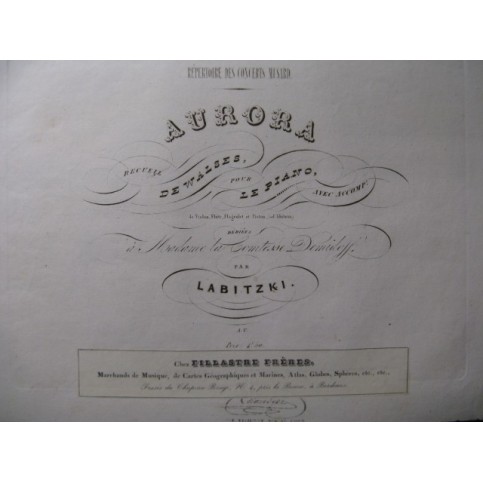 LABITZKI Joseph Aurora Valses Piano ca1840