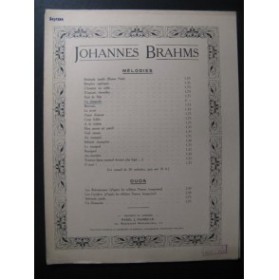 BRAHMS Johannes Un Dimanche Chant Piano 1929