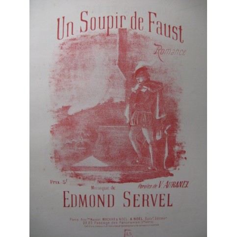 SERVEL Edmond Un Soupir de Faust Chant Piano XIXe