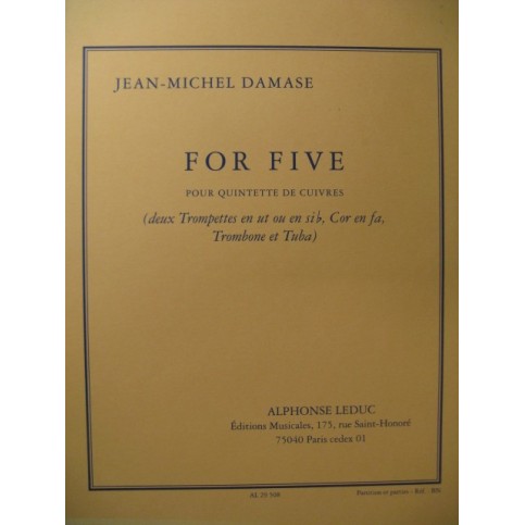 DAMASE Jean-Michel For Five Trompette Cor Trombone Tuba