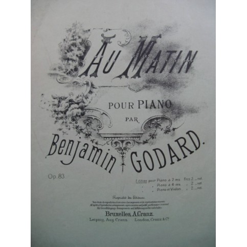GODARD Benjamin Au Matin Piano XIXe