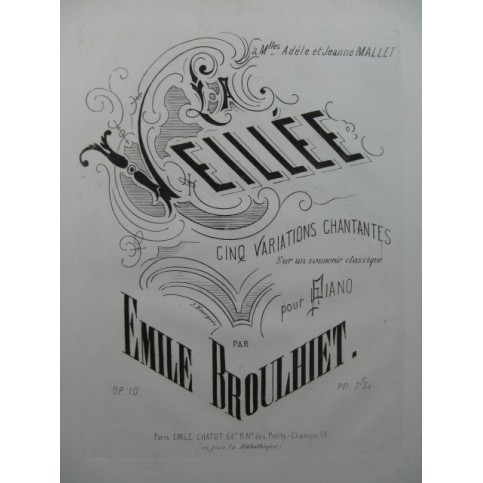 BROULHIET Emile La Veillée Piano