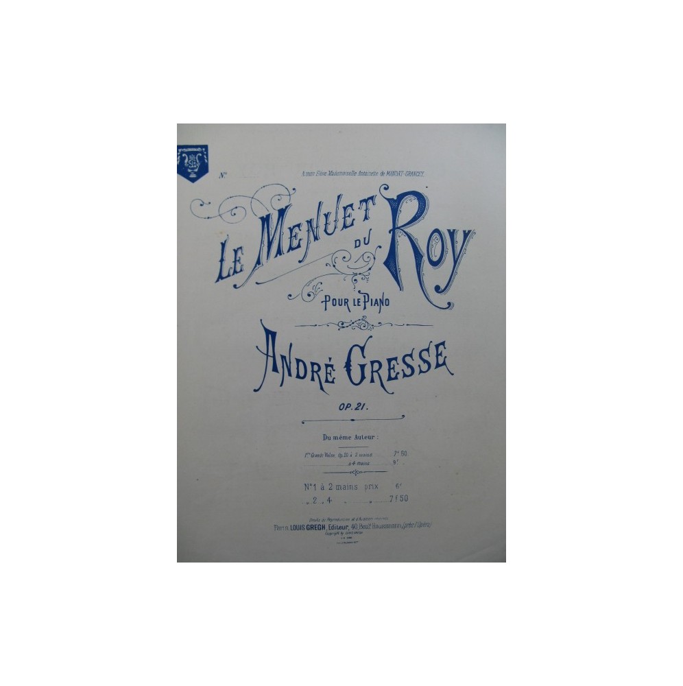 GRESSE André Le Menuet du Roy Piano