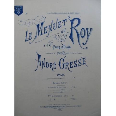 GRESSE André Le Menuet du Roy Piano