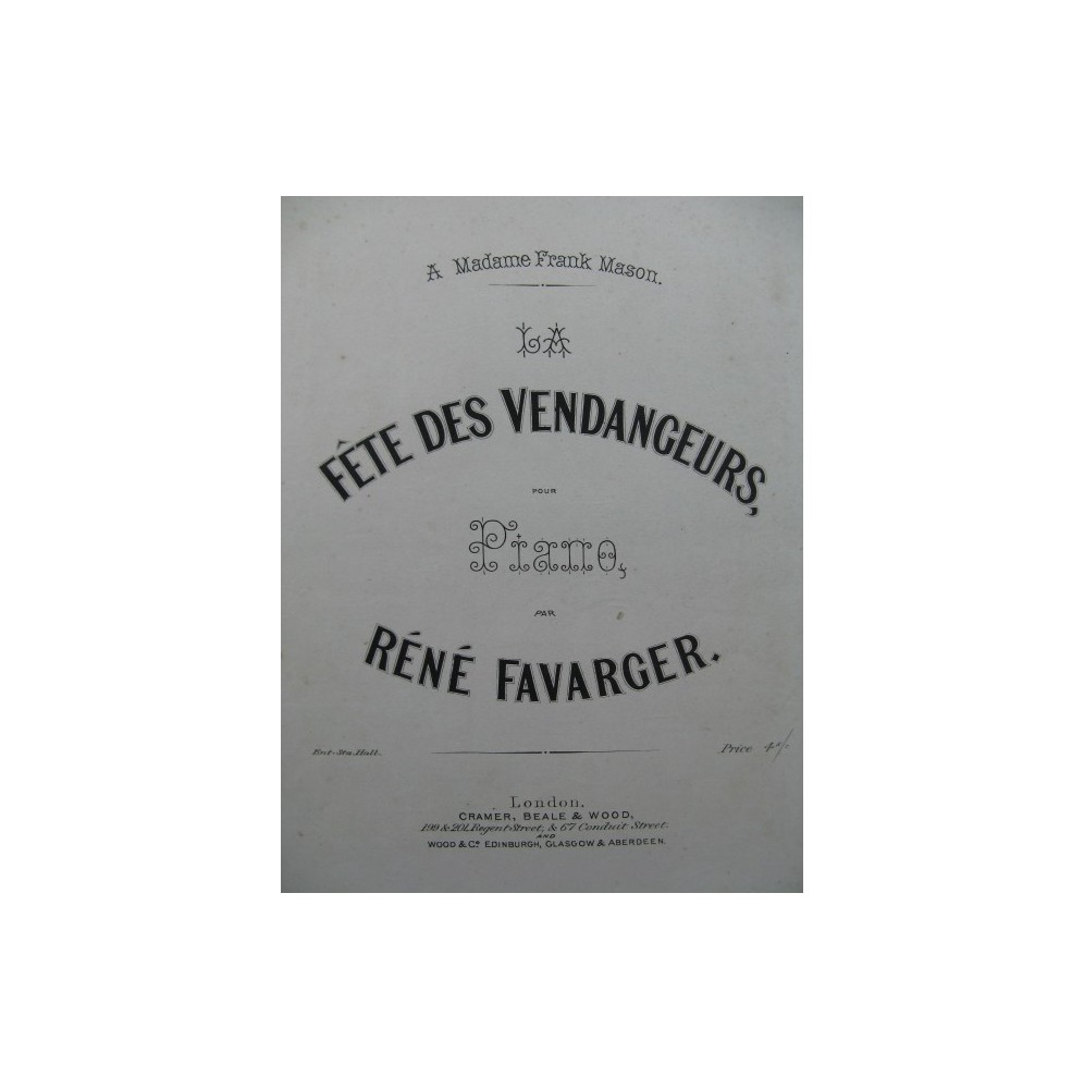 FAVARGER René La Fête des Vendangeurs Piano