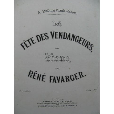 FAVARGER René La Fête des Vendangeurs Piano