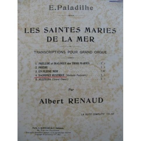 PALADILHE Les Saintes Maries de la Mer Orgue 1892