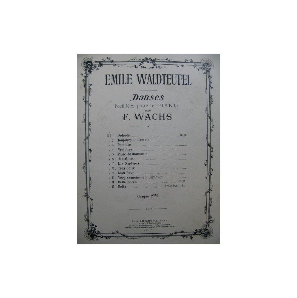 WALDTEUFEL Emile Violettes Piano XIXe