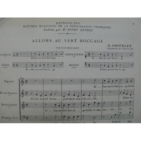 COSTELEY G. Allons au Vert Boccage Chant 1948