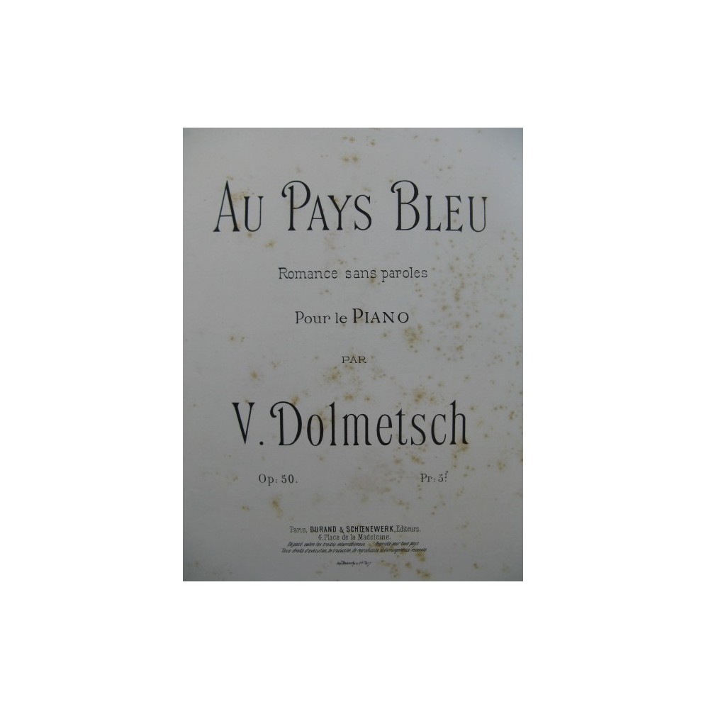 DOLMETSCH V. Au Pays Bleu Piano