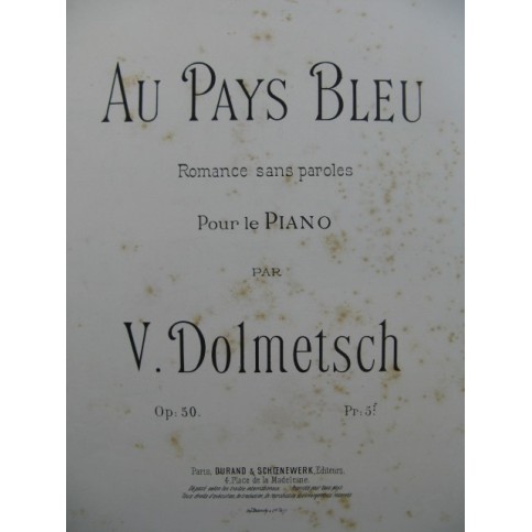 DOLMETSCH V. Au Pays Bleu Piano